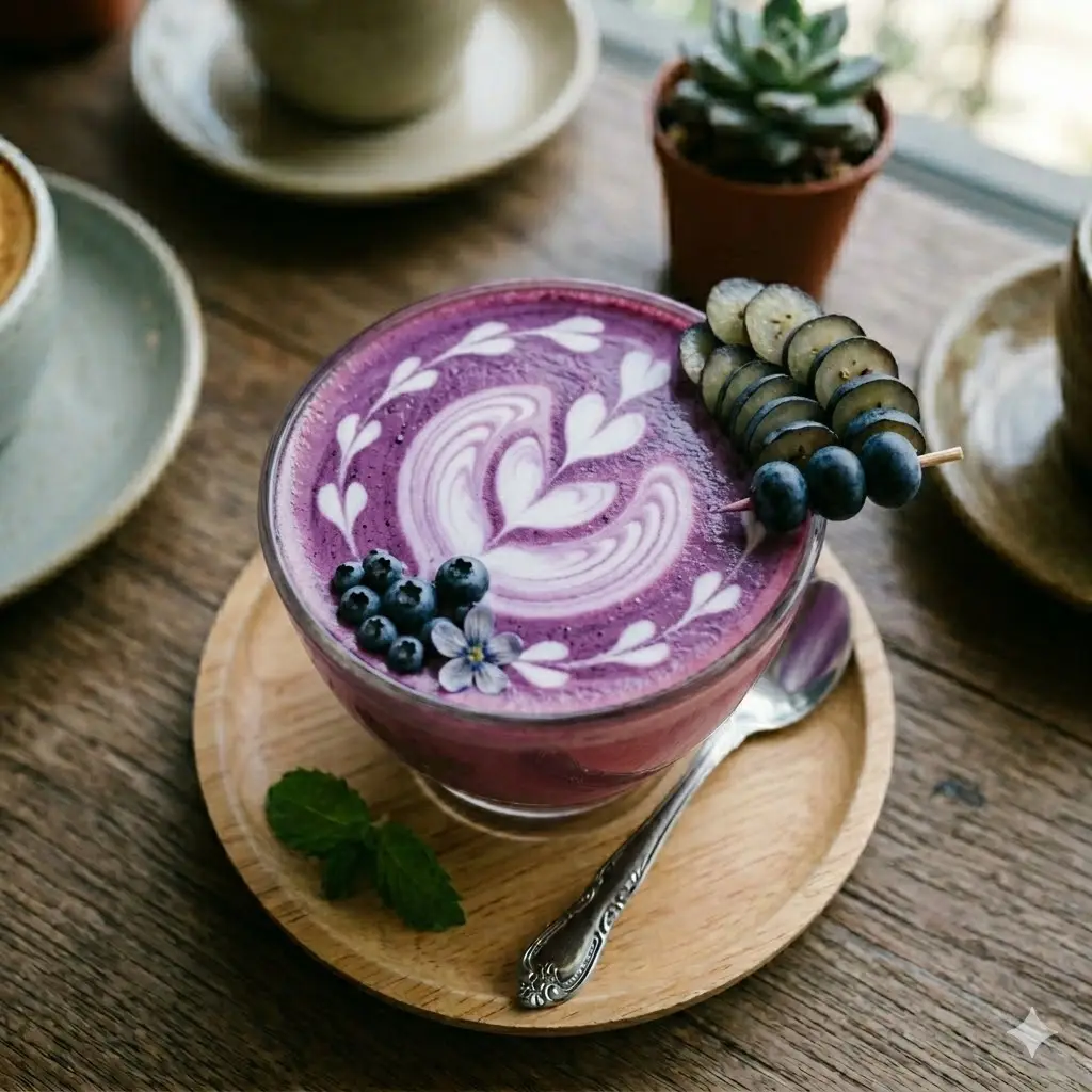 Hình ảnh Latte việt quất