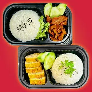 Hình ảnh Combo hai suất cơm - cơm thịt xá xíu - cơm trắng trứng đúc thịt