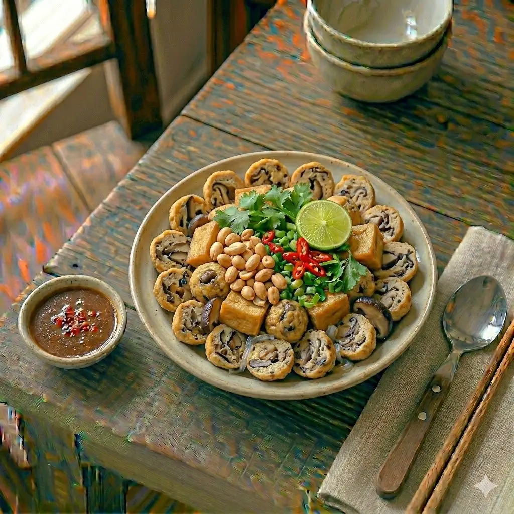 Hình ảnh Cơm chả nấm - sườn non chay