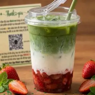 Hình ảnh Matcha latte dâu/strawberry matcha latte
