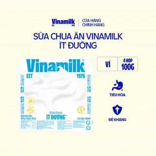 Hình ảnh Sữa chua ăn Vinamilk Ít đường - Vỉ 4 hộp x 100g _07ID11