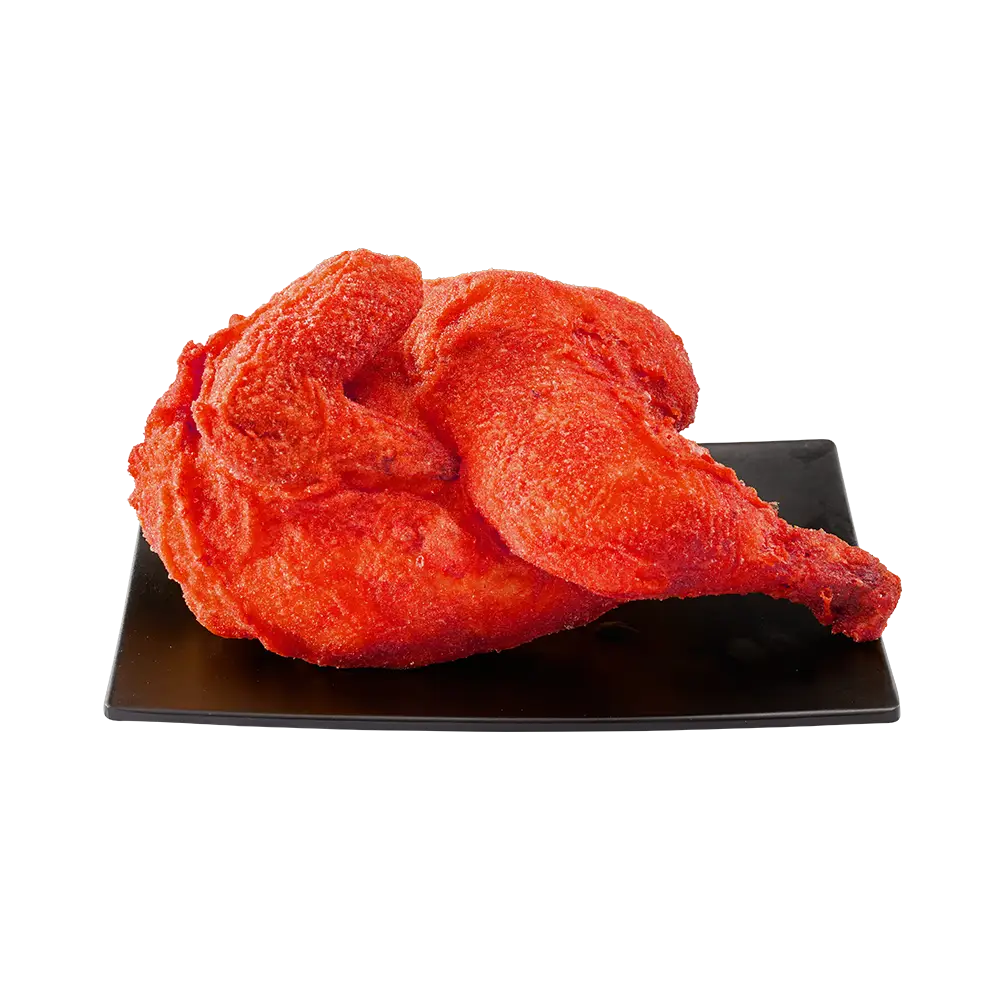 Hình ảnh Gà nửa con bột củ dền