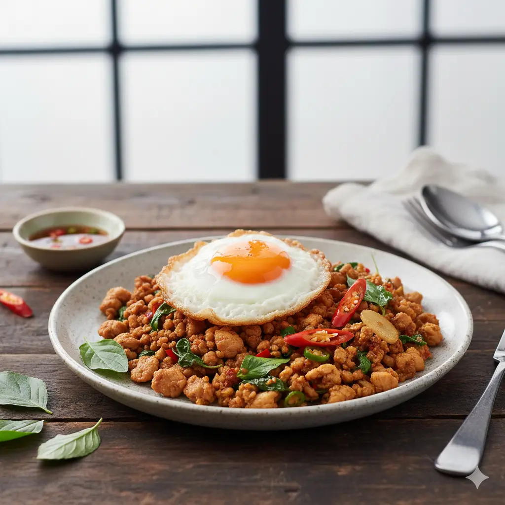 Hình ảnh Cơm Tôm xào lá quế kiểu Thái