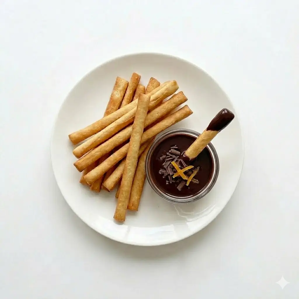 Hình ảnh Bánh que chấm sốt socola đen