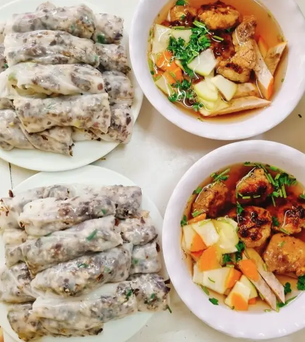 Hình ảnh Bánh cuốn nhân thịt chả nướng