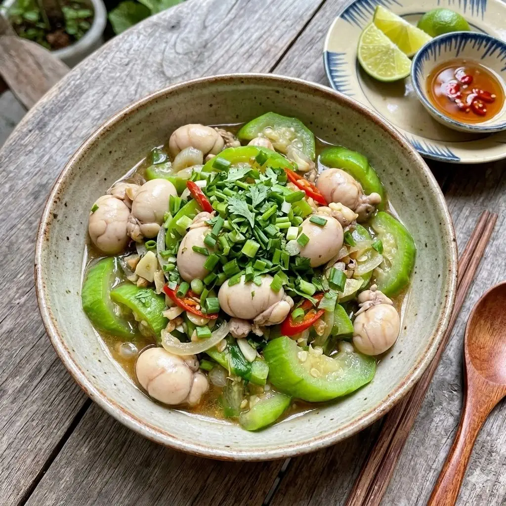 Hình ảnh Cơm lòng xào mướp 