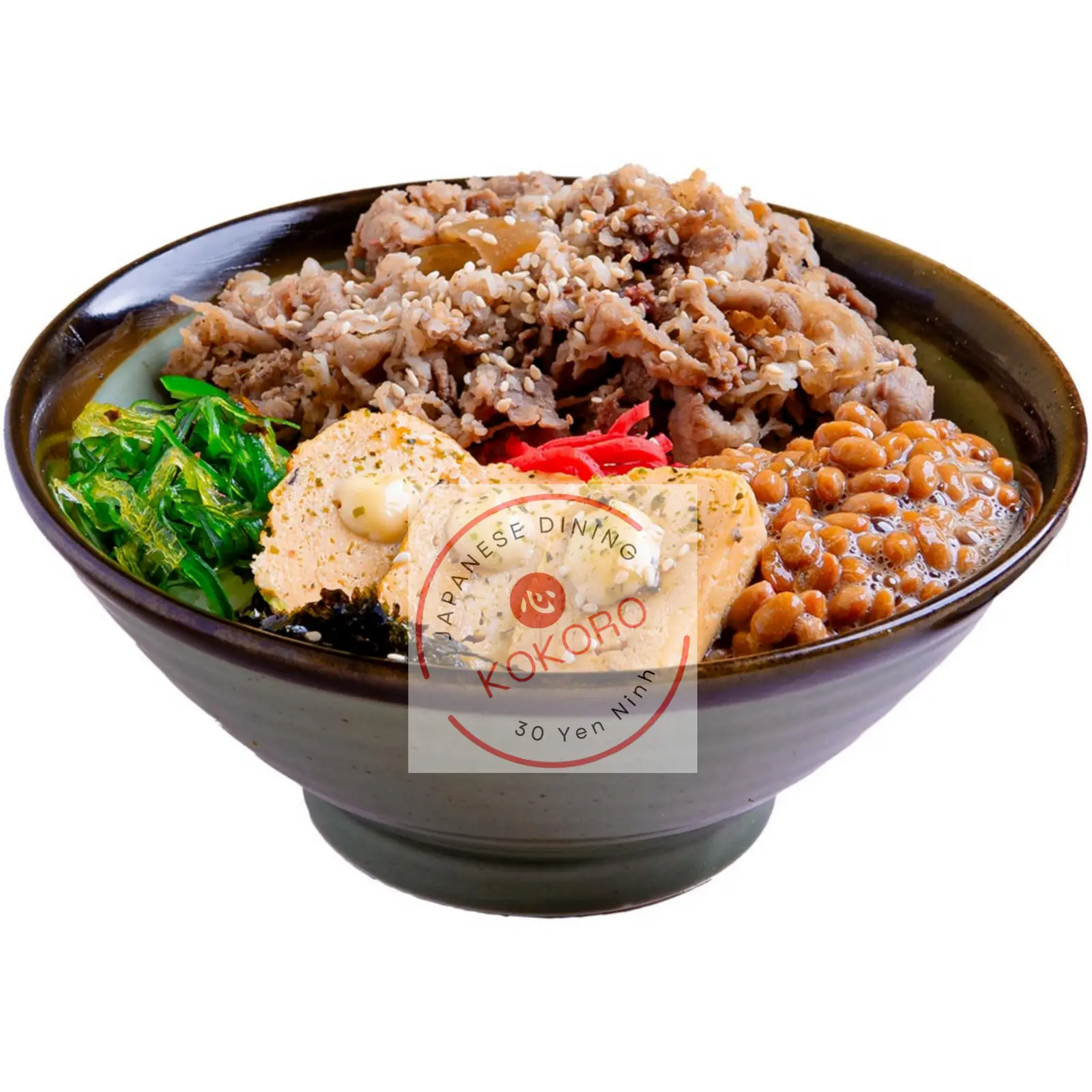 Hình ảnh Cơm natto & bò Guydon kèm súp miso