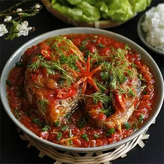 Hình ảnh Cơm cá ngừ sốt cà - canh - rau - tráng miệng