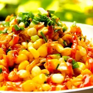 Hình ảnh Combo bắp xào bơ trứng - bánh tráng trộn khô bò đen
