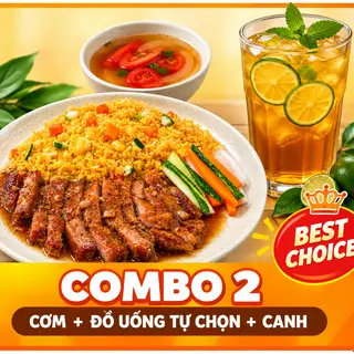 Hình ảnh Combo cơm rang thịt nướng tiêu đen Hòa Tiến - đồ uống - hoa quả