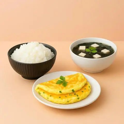 Hình ảnh Cơm trứng chiên hành - canh rong biển