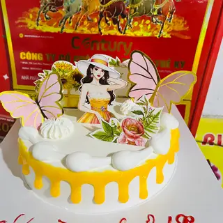 Hình ảnh Bánh kem cô gái và vườn hoa