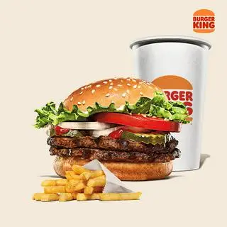 Hình ảnh Combo Burger 2 Miếng Bò Nướng Lửa Hồng Cỡ Vừa