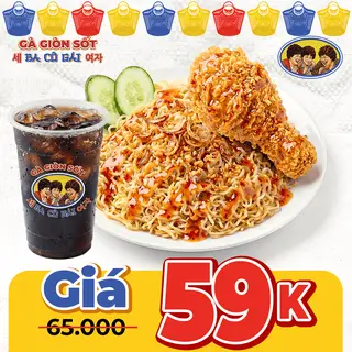 Hình ảnh 1 Mì Trộn Gà Rán Giòn Sốt + 1 Giải Khát