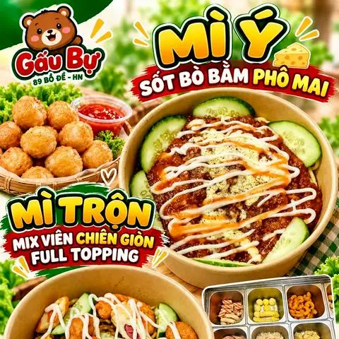 Hình ảnh Gấu Bự - Viên Chiên, Mì trộn InDoMi & Mỳ Ý Spagetti - Bồ Đề