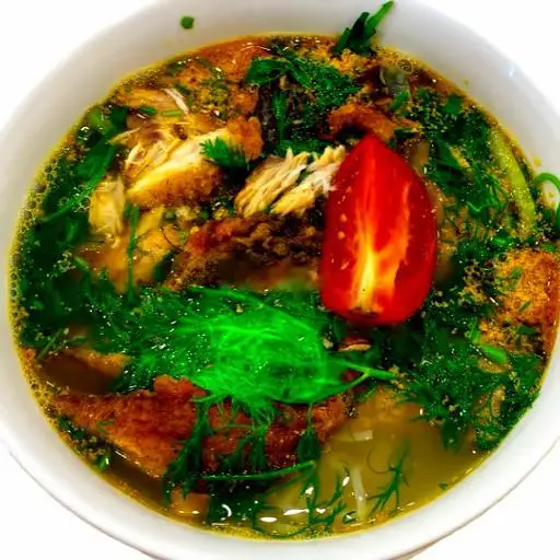 Hình ảnh Bánh đa cá rô đồng đầy đủ + bắp bò