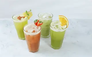 Hình ảnh Mía - trái cây( cam/táo/chanh leo/dứa.)