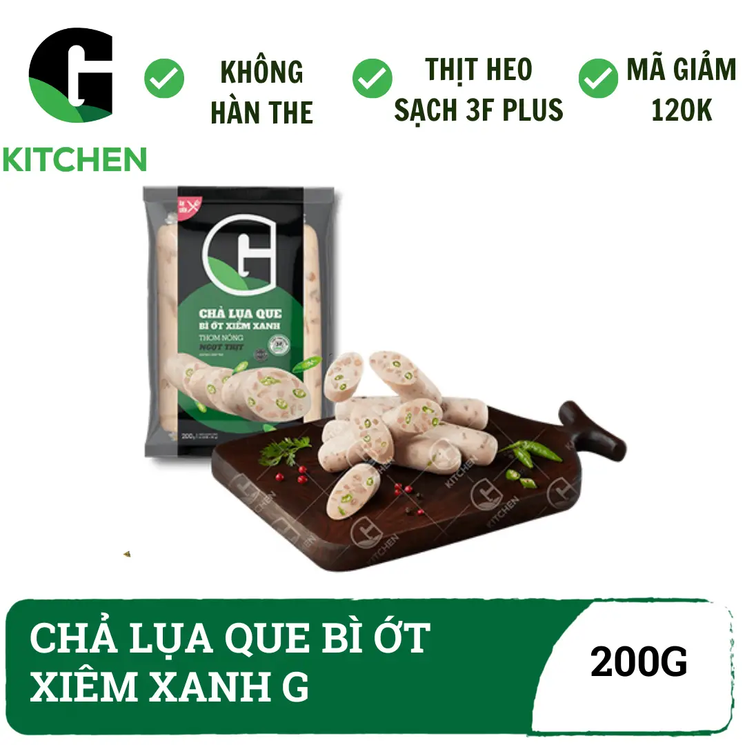 Hình ảnh Chả lụa que bì ớt xiêm xanh G Kitchen 200g