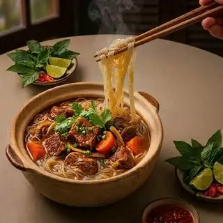 Hình ảnh Hủ tiếu bò kho - Vietnamese beef stew with rice noodles