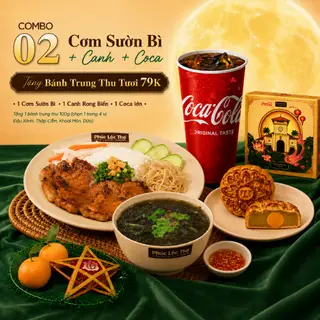 Hình ảnh CB02 - Cơm Sườn Bì + Canh + Coca Tặng Bánh Trung Thu Tươi 79K