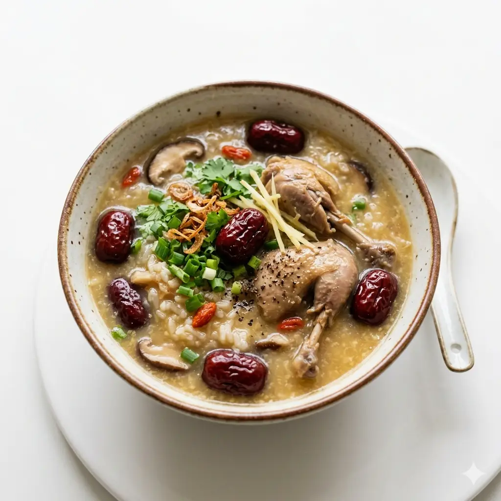 Hình ảnh Cháo chim cút táo đỏ