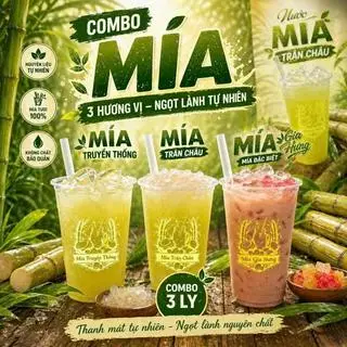 Hình ảnh Combo 3 món - nước mía trân châu - nước mía full topping - nước mía truyền thống
