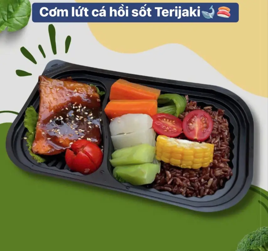 Hình ảnh Cơm gạo lứt cá hồi teriyaki