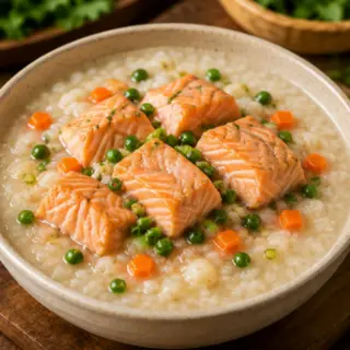 Hình ảnh Cháo cá hồi sốt daisi