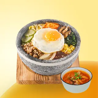 Hình ảnh Cơm trộn Hàn Quốc Bibimbap + Canh