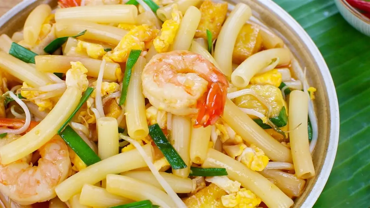 Hình ảnh Nui xào tôm cháy hành tây