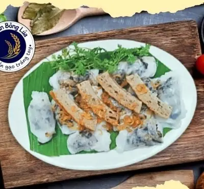 Hình ảnh Bánh cuốn nhân thịt chả quế nướng than hoa