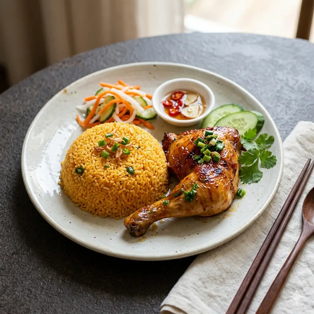Hình ảnh Cơm đùi gà sốt chua ngọt