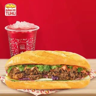 Hình ảnh Combo bánh mì bò sốt tiêu đen - trà hibiscus africa
