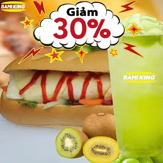 Hình ảnh Combo bánh mì pate bò chả trứng - Trà trái cây Nho tươi Kiwi Táo Đỏ