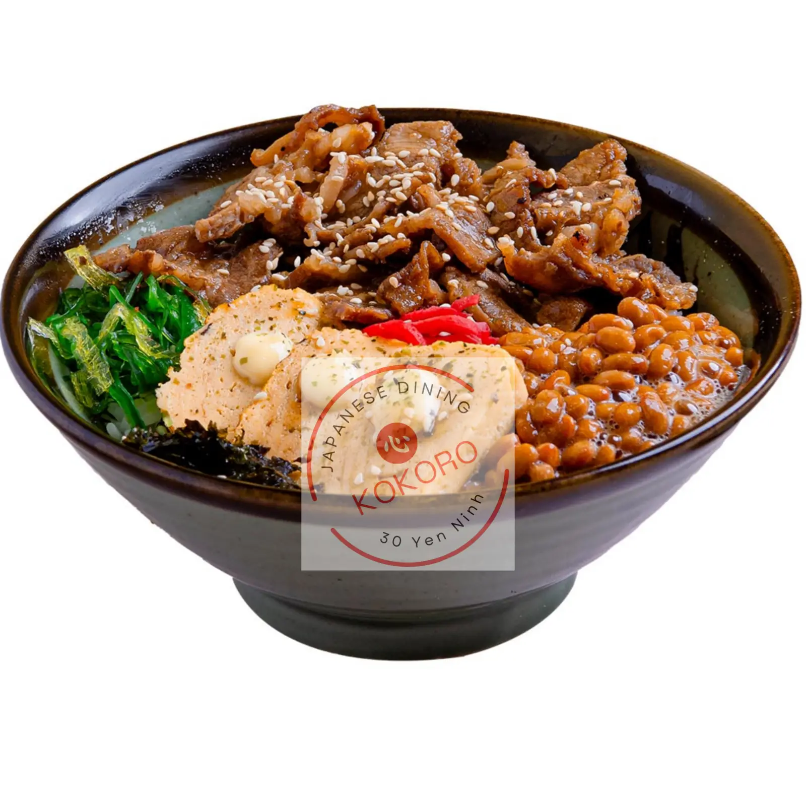 Hình ảnh Cơm natto & bò Karubi kèm súp miso