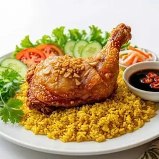 Hình ảnh Cơm gà góc tư sốt mắm tỏi