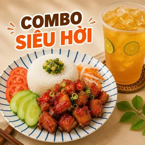 Hình ảnh Cơm sườn ram mặn + Trà tắc