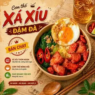 Hình ảnh Cơm thố xá xíu trứng ốp la/Onsen sốt đặc biệt
