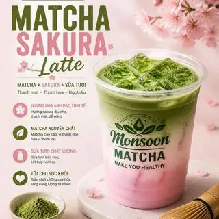 Hình ảnh Matcha latte sakura
