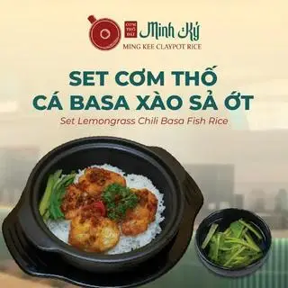 Hình ảnh Set cơm thố cá basa xào sả ớt