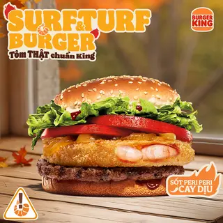 Hình ảnh Burger Bò Nướng Tôm Giòn cỡ lớn