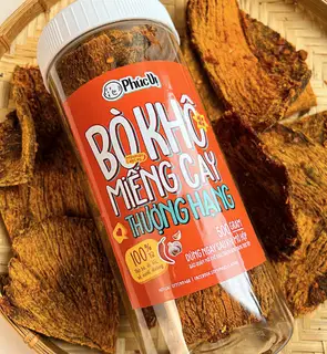 Hình ảnh Bò khô nguyên miếng tẩm ướp sate thơm nồng