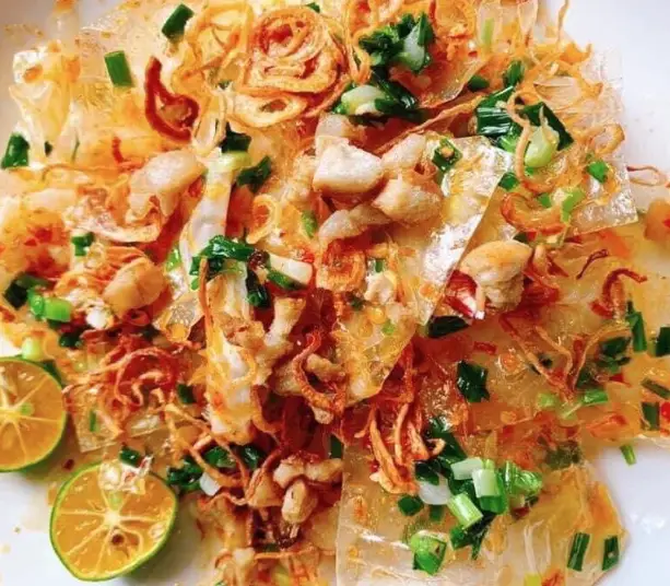 Hình ảnh Bánh tráng phơi sương trộn mỡ hành