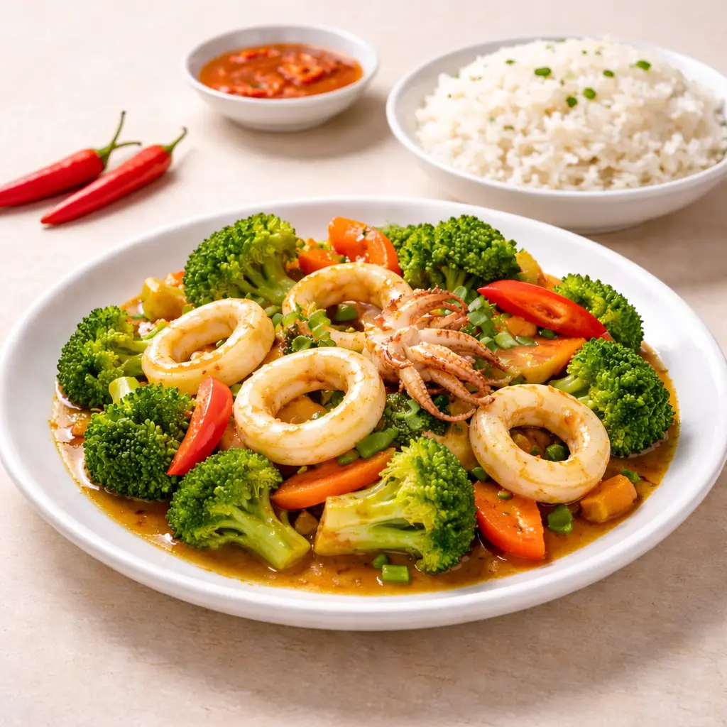 Hình ảnh Cơm bạch tuộc xào khóm
