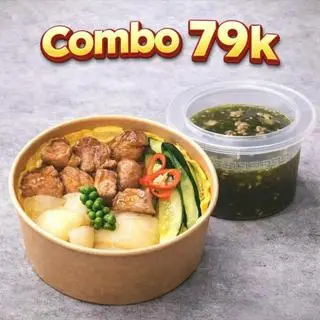 Hình ảnh Combo cơm bò sốt tiêu xanh - canh rong biển