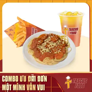 Hình ảnh 1 mỳ Ý phủ phomai - 1 khoai lắc phomai - 1 đồ uống tùy chọn