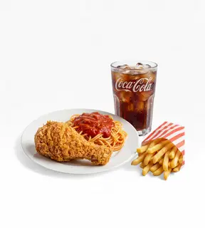 Hình ảnh 1 gà giòn + 1 mỳ ý + 1 khoai tây + 1 coca