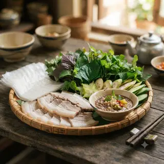 Hình ảnh Thịt luộc cuốn rau rừng - đùi luộc - phần 2 người