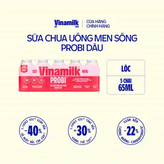 Hình ảnh Sữa chua uống Probi Hương Dâu - Lốc 5 chai x 65ml _07UD11_LOC