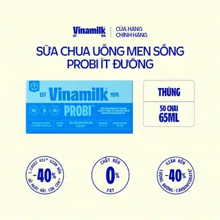 Hình ảnh Thùng Sữa chua uống Probi Ít Đường chai x 65ml - 50 chai/Thùng Yogurt_07UR12_THUNG